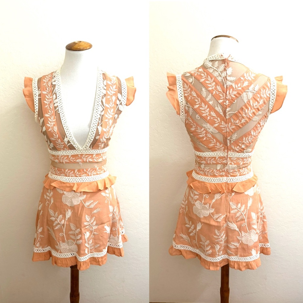 For Love And Lemons Peach Floral Dress - Picture 2 of 4